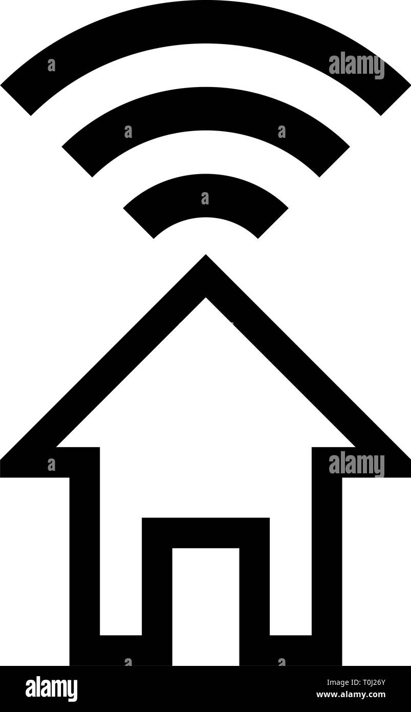 Home wifi symbol icon - black simple outline, isolated - vector ...
