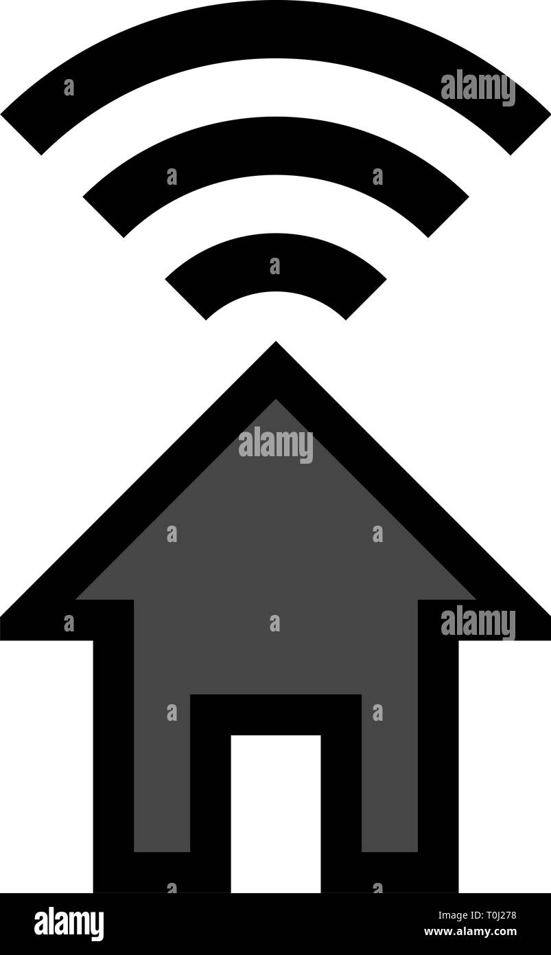 Home wifi symbol icon - black with outline, isolated - vector ...