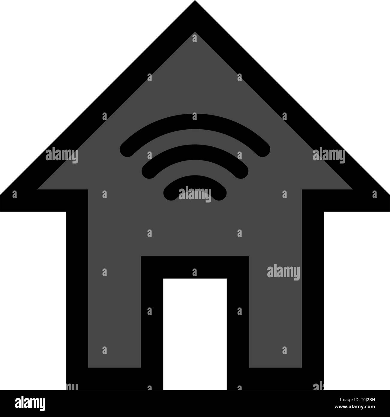 Home wifi symbol icon - black with outline, isolated - vector ...