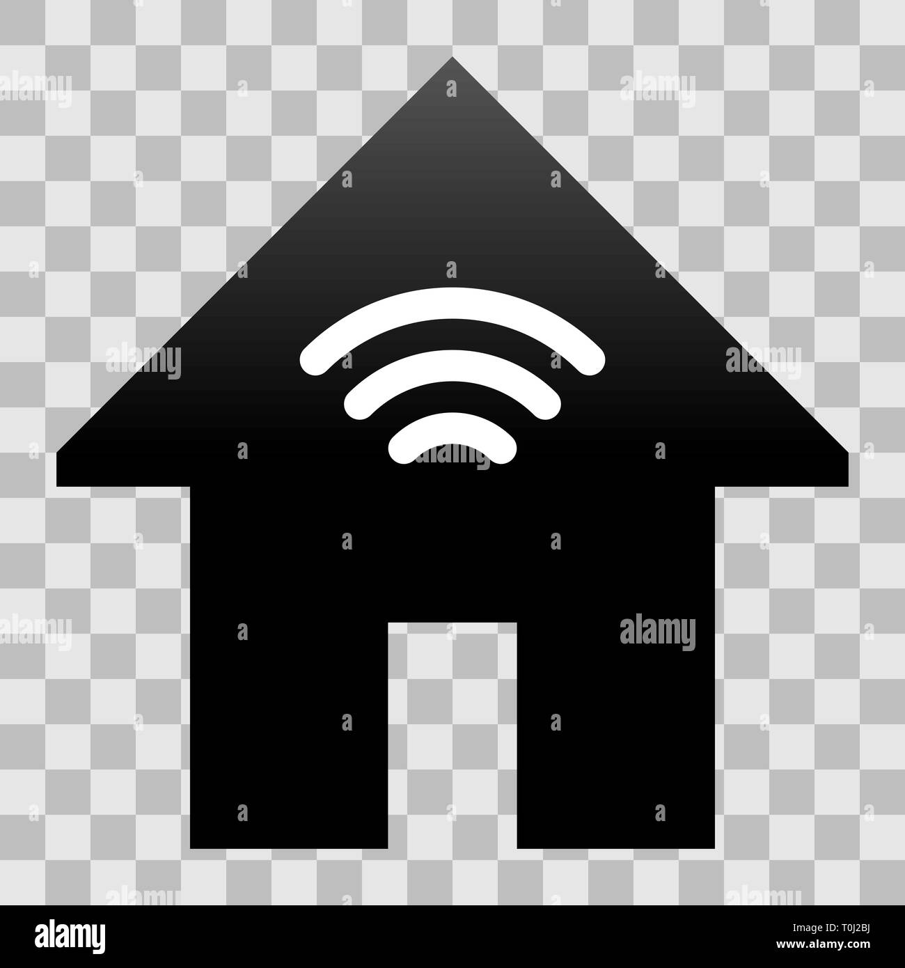 Home wifi symbol icon - black gradient, isolated - vector illustration ...