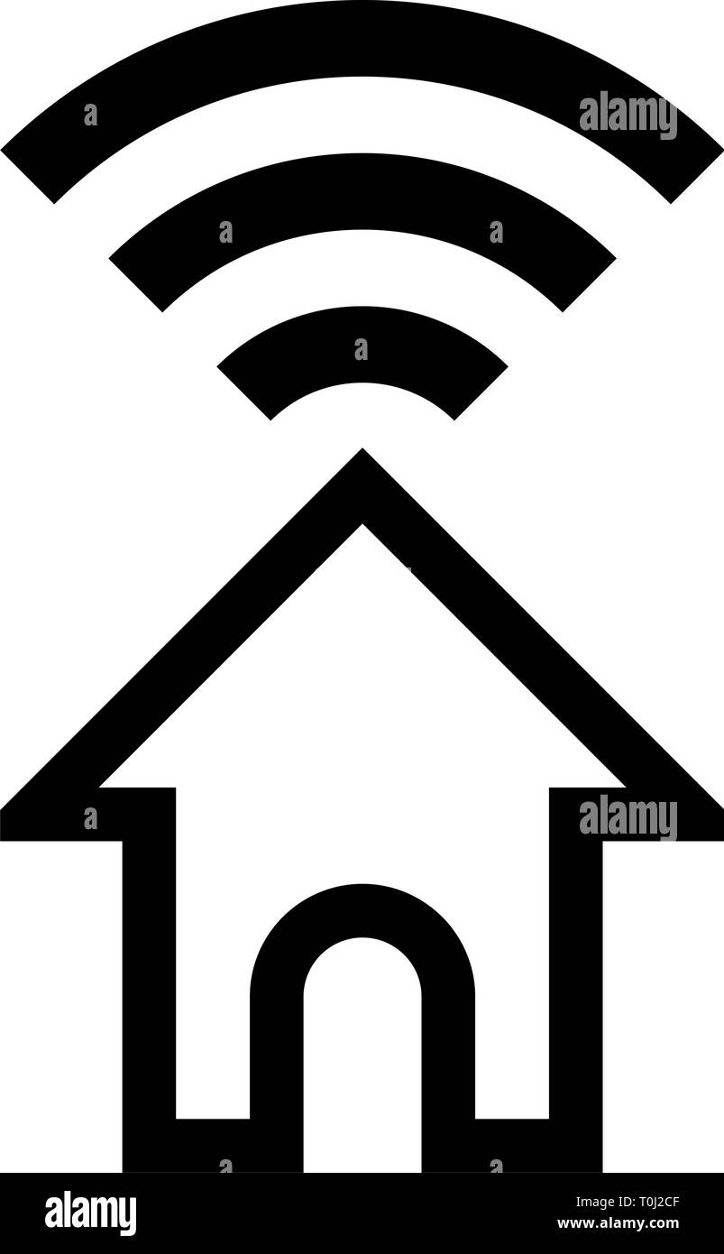 Home wifi symbol icon - black simple outline, isolated - vector ...