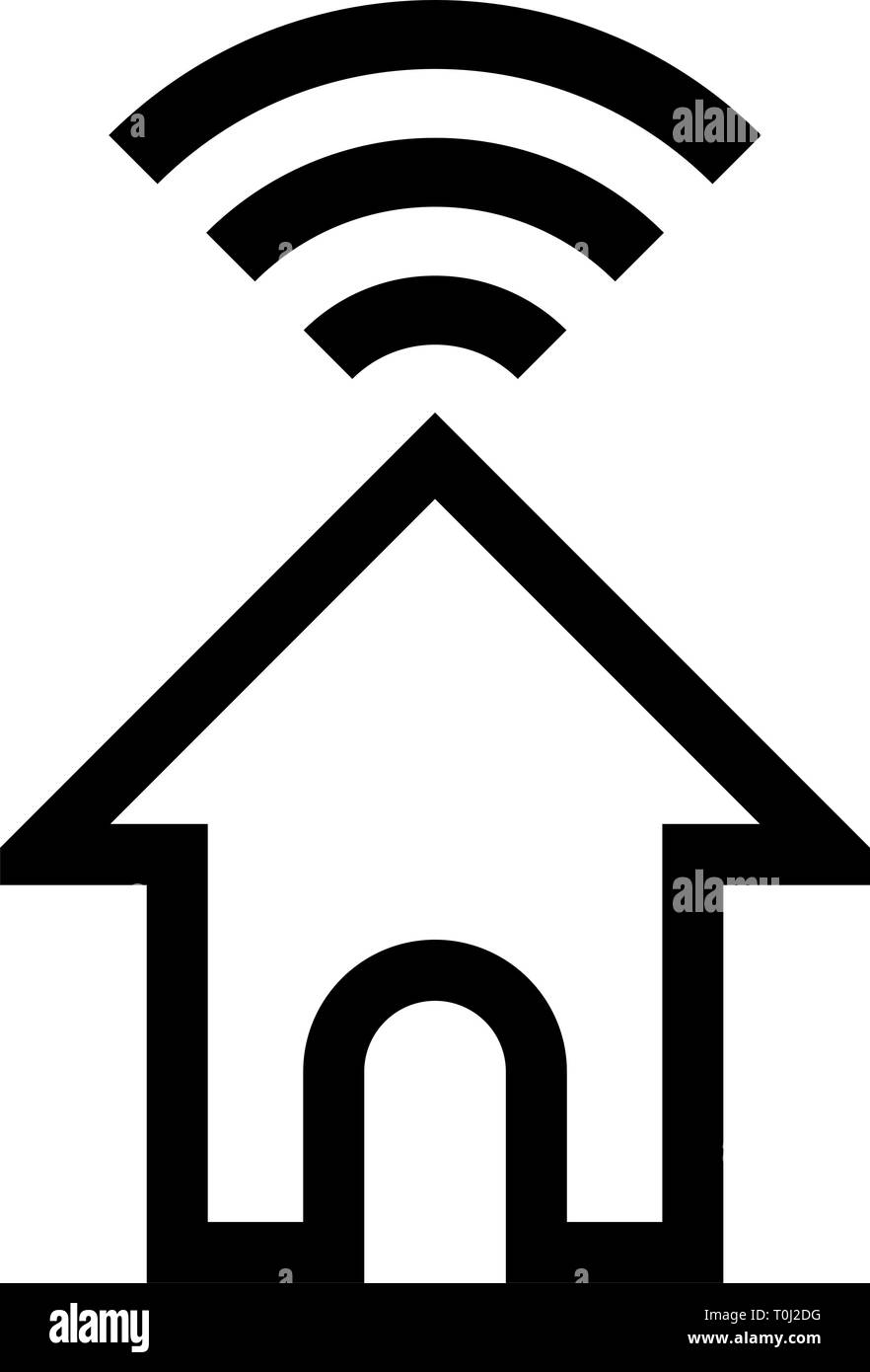 Home wifi symbol icon - black simple outline, isolated - vector ...