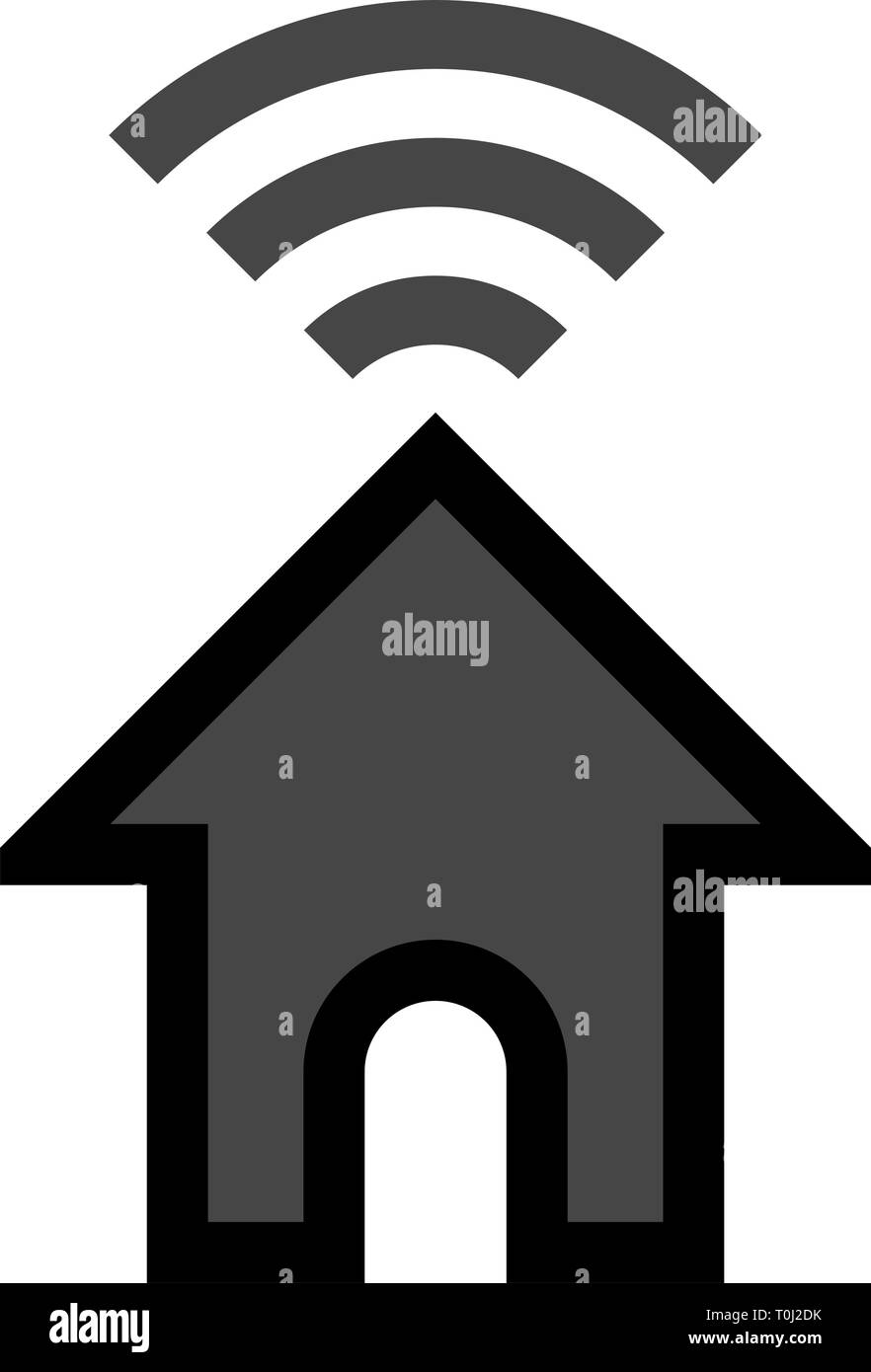 Home wifi symbol icon - black with outline, isolated - vector ...