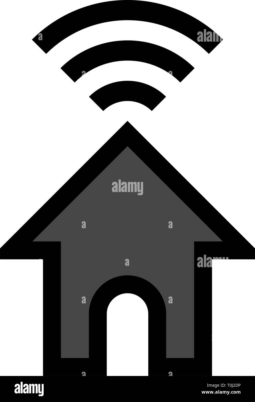 Home wifi symbol icon - black with outline, isolated - vector ...