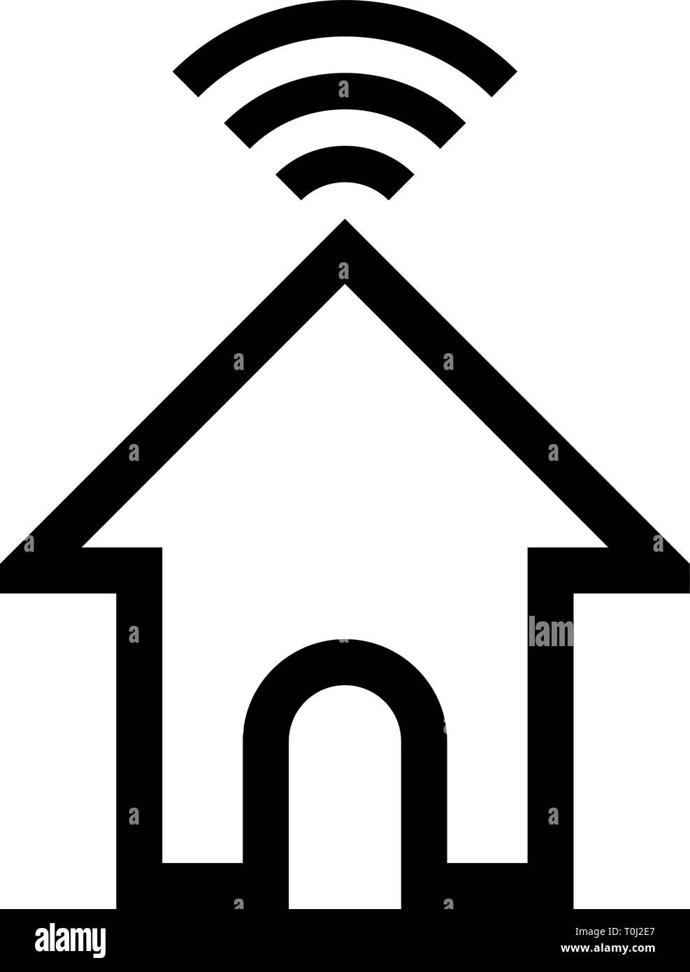 Home wifi symbol icon - black simple outline, isolated - vector ...