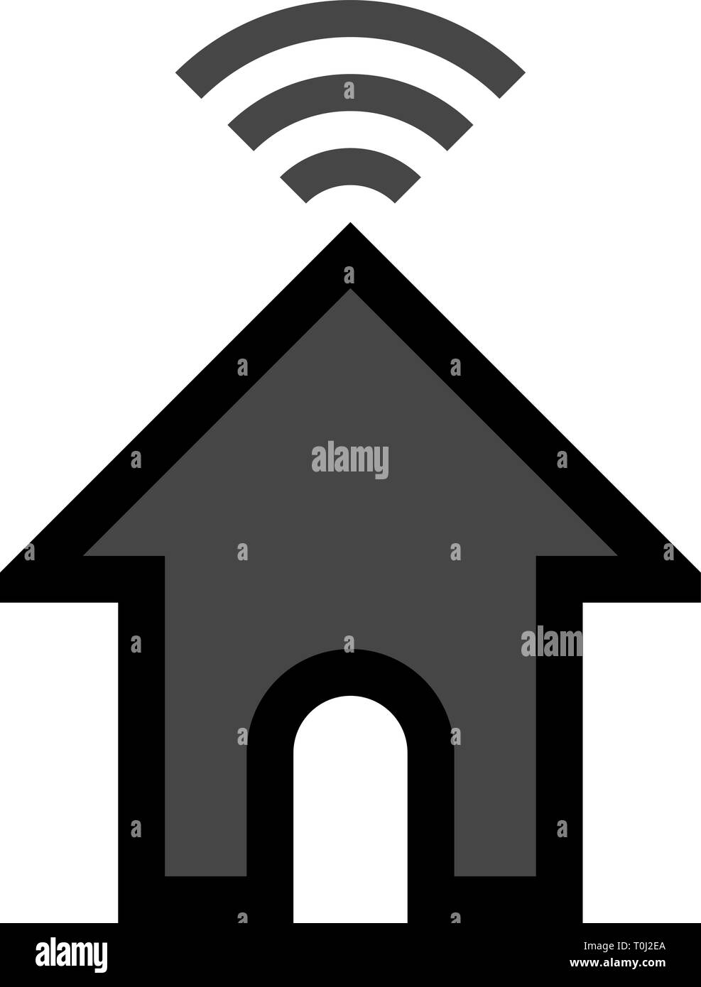 Home wifi symbol icon - black with outline, isolated - vector ...