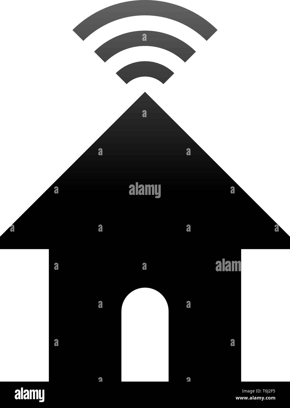 Home wifi symbol icon - black gradient, isolated - vector illustration ...