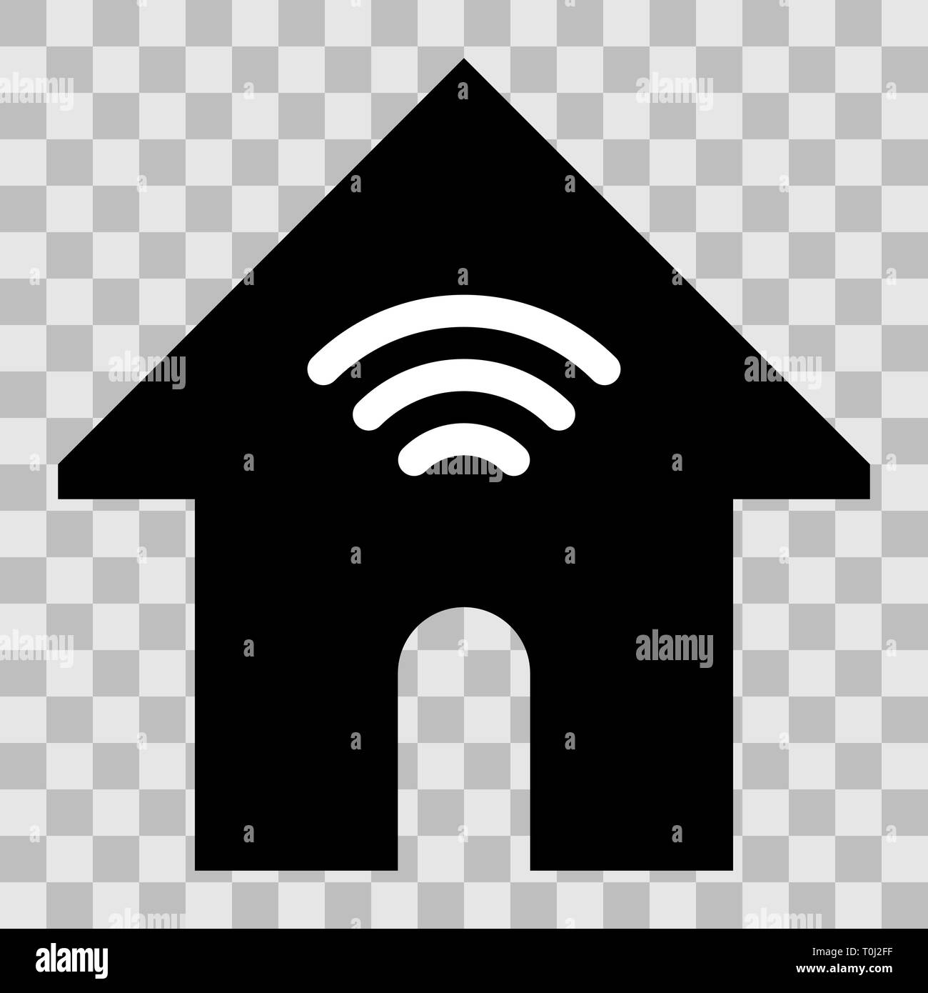 Home wifi symbol icon - black simple, isolated - vector illustration ...