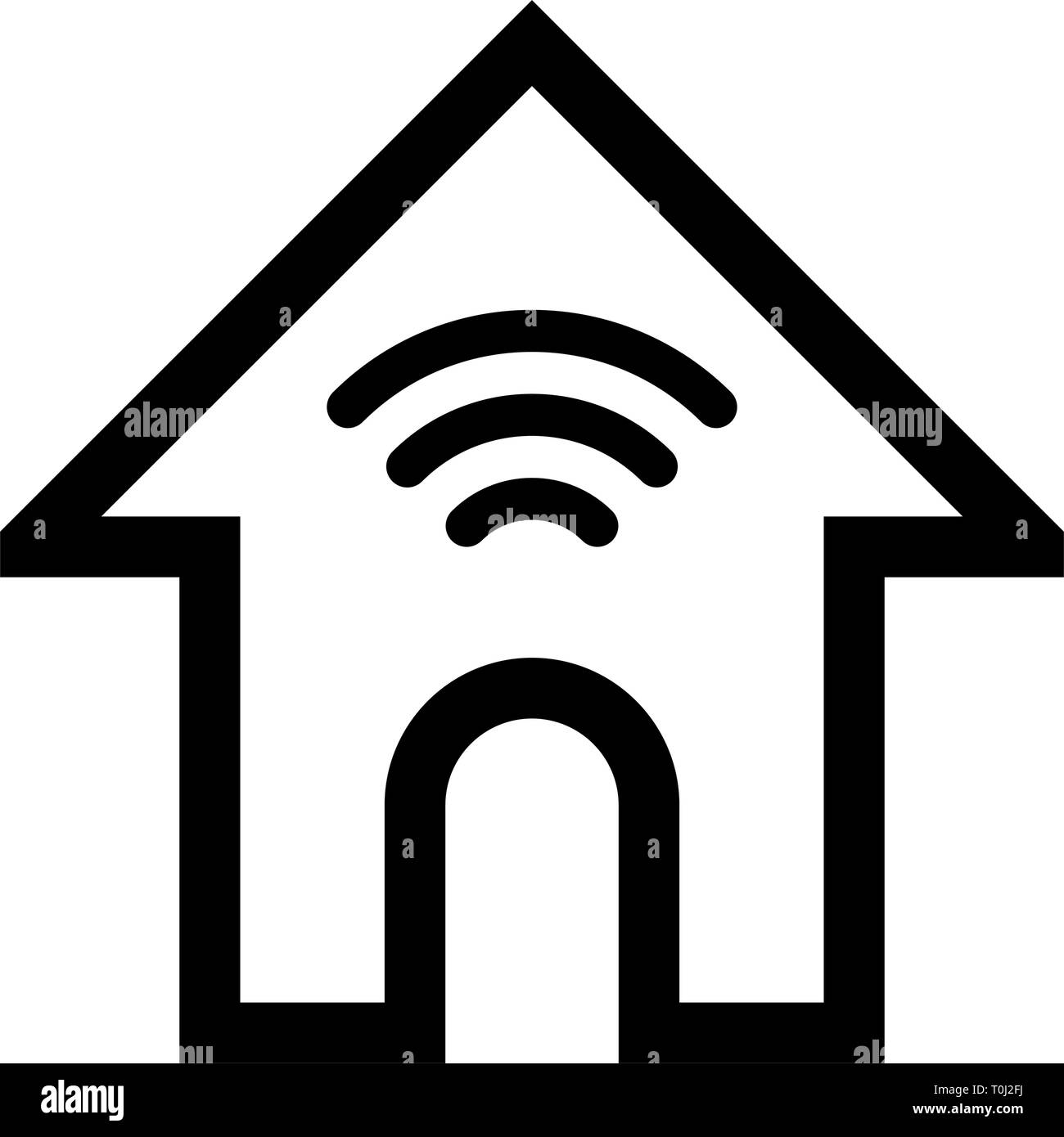 Home wifi symbol icon - black simple outline, isolated - vector ...
