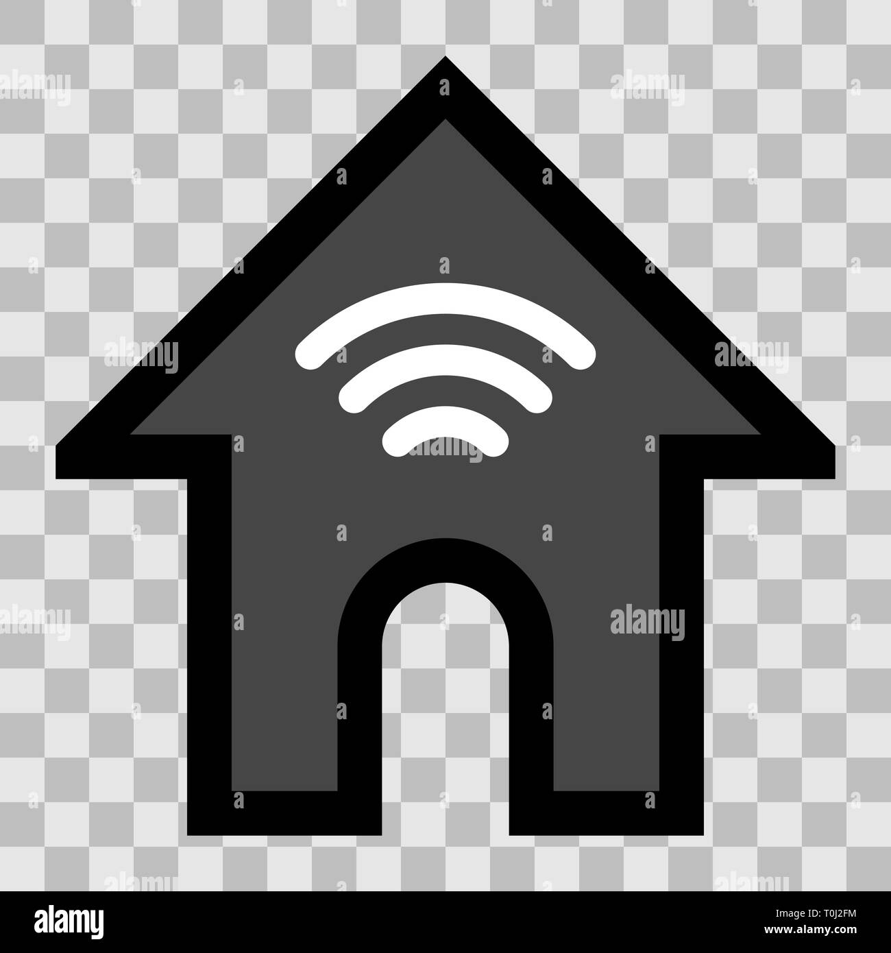 Home wifi symbol icon - black with outline, isolated - vector ...