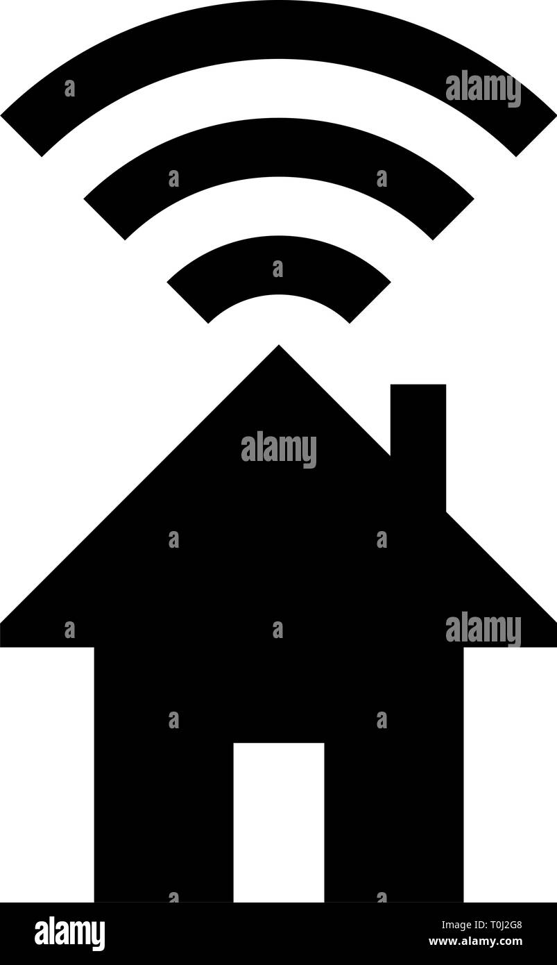 Home wifi symbol icon - black simple, isolated - vector illustration ...