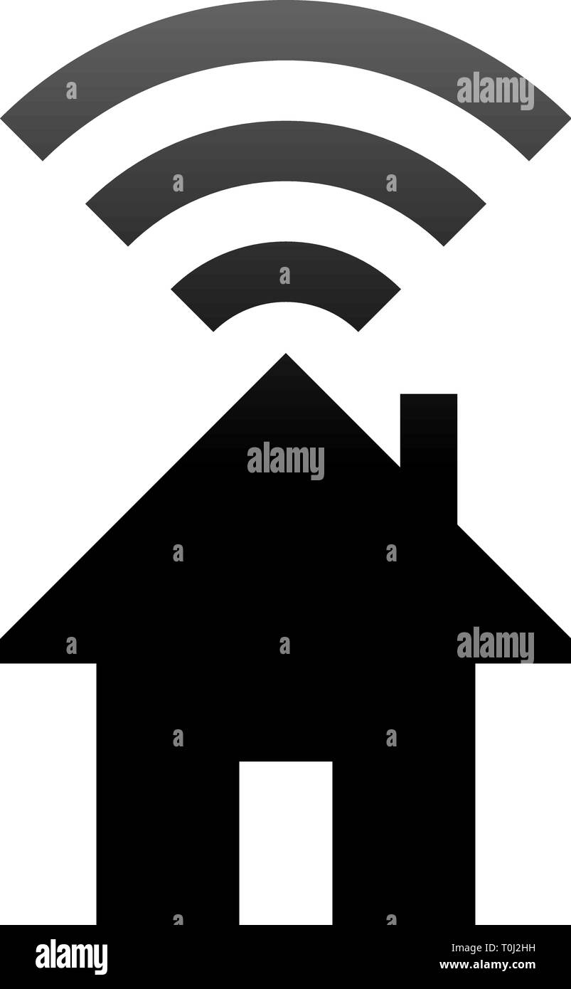 Home wifi symbol icon - black gradient, isolated - vector illustration ...
