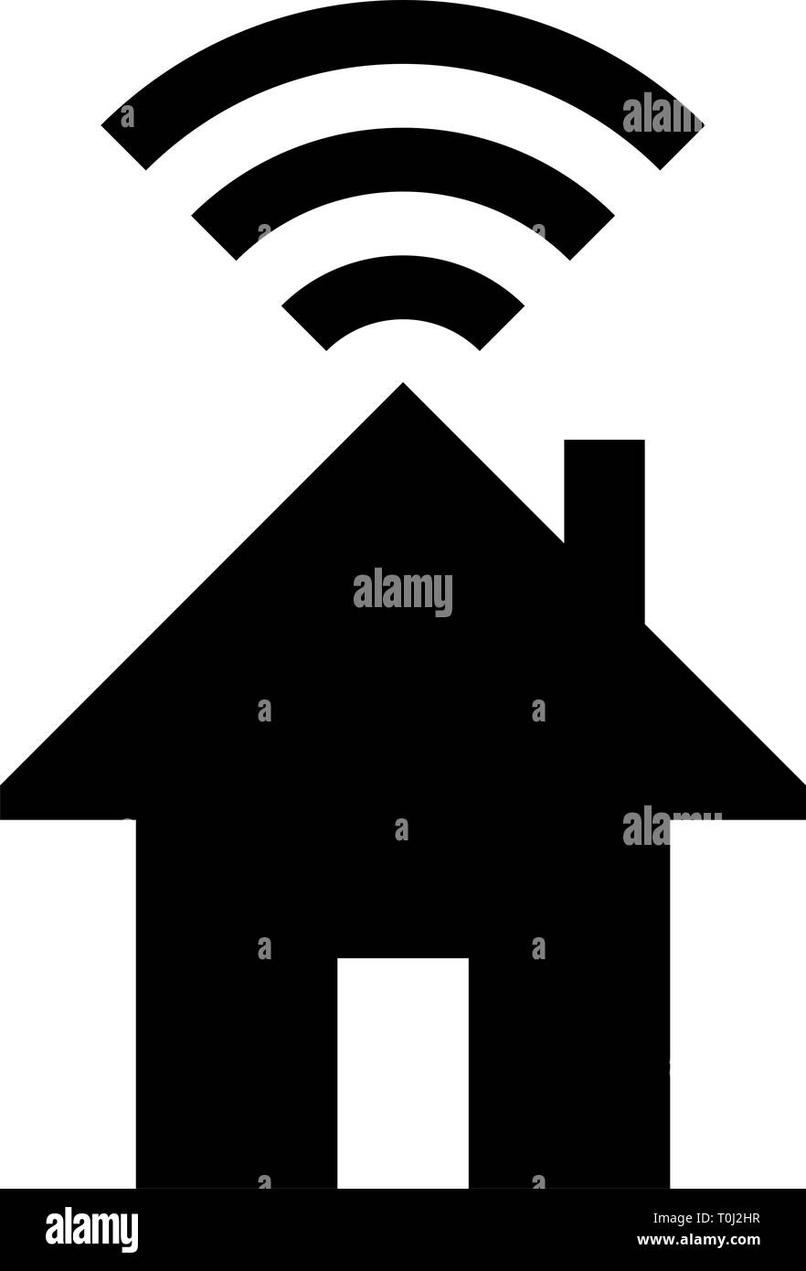 Home wifi symbol icon - black simple, isolated - vector illustration ...