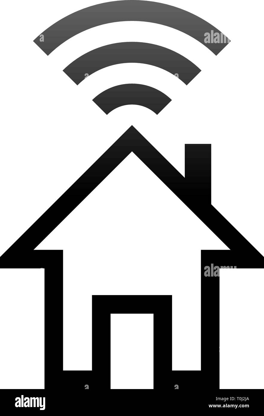 Home wifi symbol icon - black gradient outline, isolated - vector ...