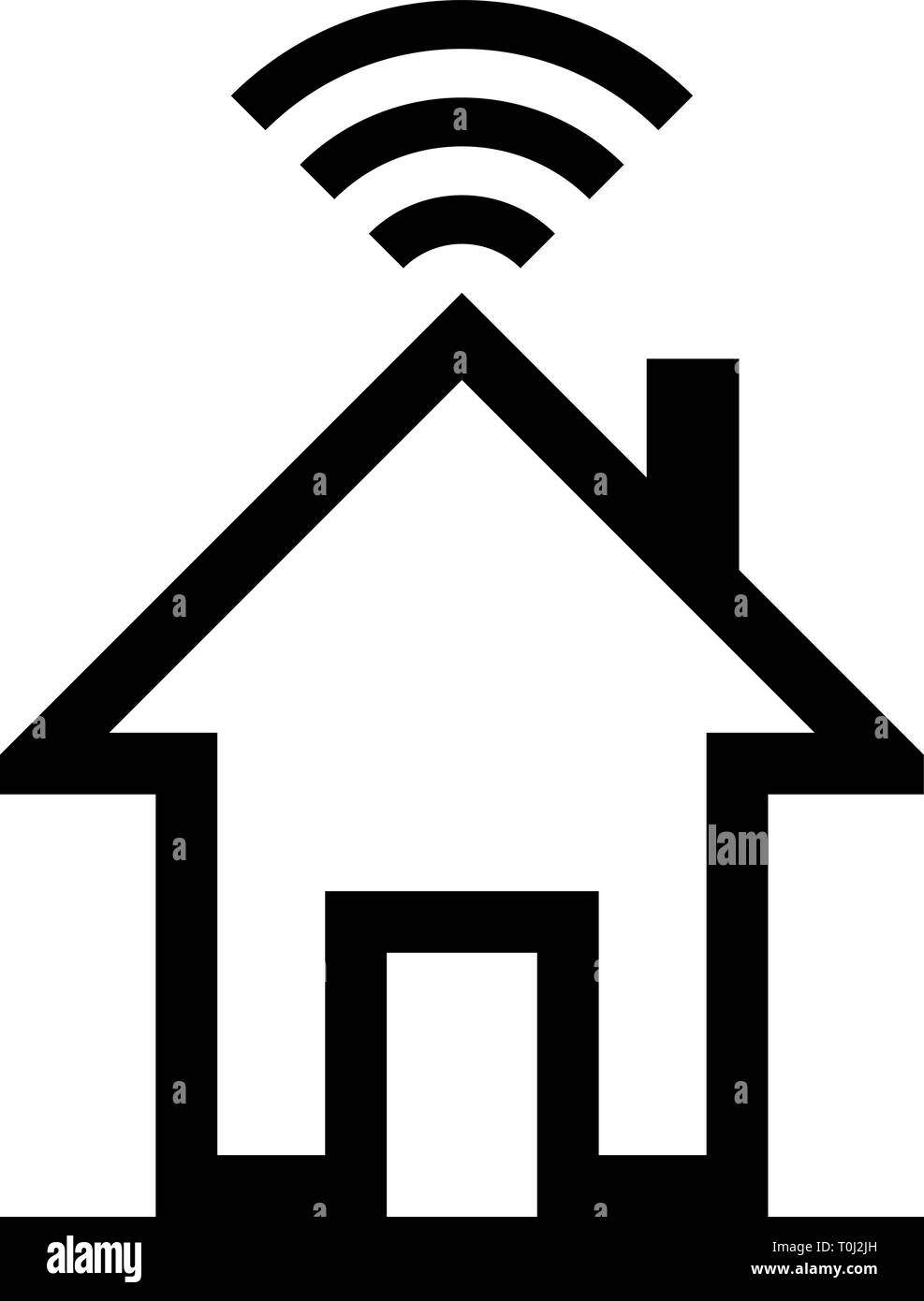 Home wifi symbol icon - black simple outline, isolated - vector ...