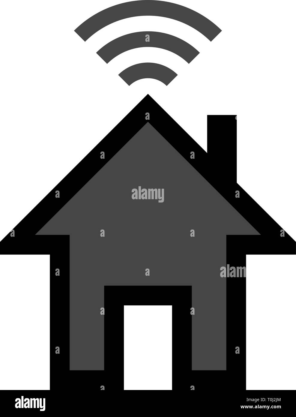 Home wifi symbol icon - black with outline, isolated - vector ...