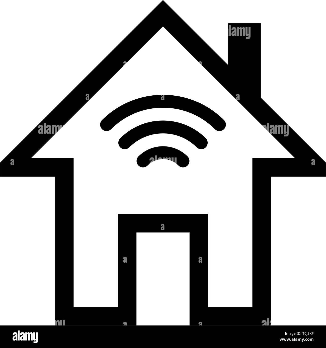Home wifi symbol icon - black simple outline, isolated - vector ...