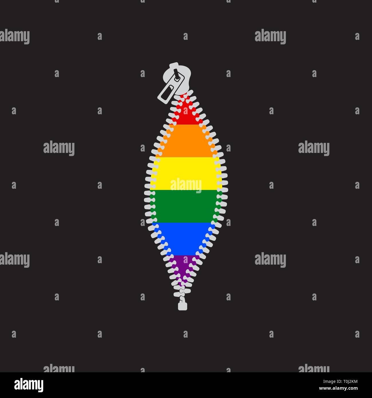 hidden Gay pride - Opened zipper revealing LGBTQ flag Stock Vector