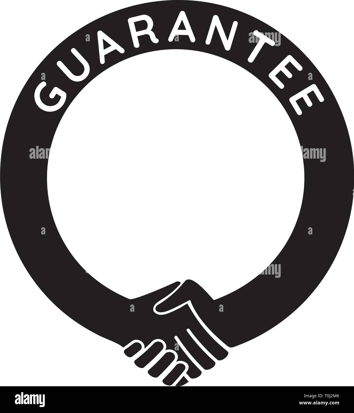 guarantee - round handshake template,   put any number or text in the frame Stock Vector