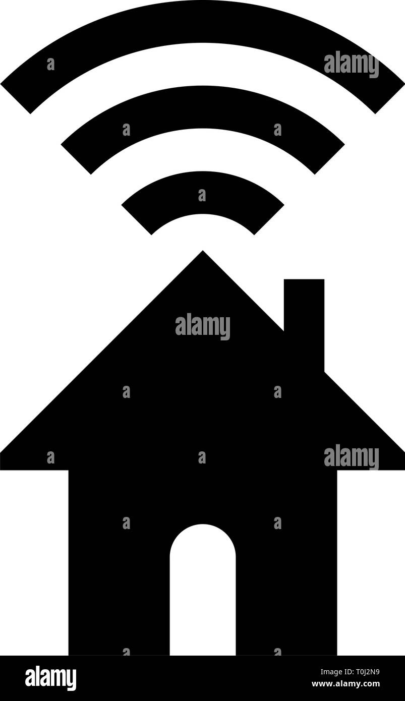 Home wifi symbol icon - black simple, isolated - vector illustration ...