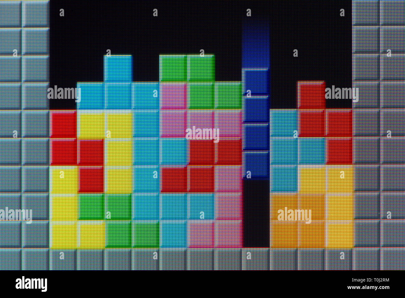 A Tetris game in seen in progress on a computer screen (Editorial use only). Stock Photo