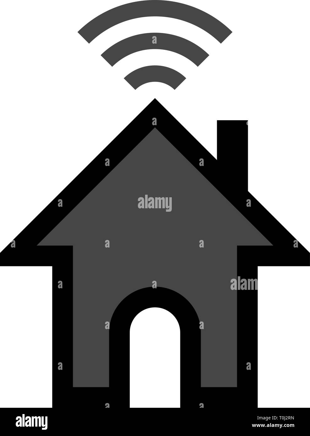 Home wifi symbol icon - black with outline, isolated - vector ...