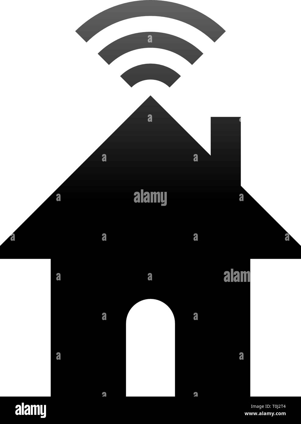 Home wifi symbol icon - black gradient, isolated - vector illustration ...