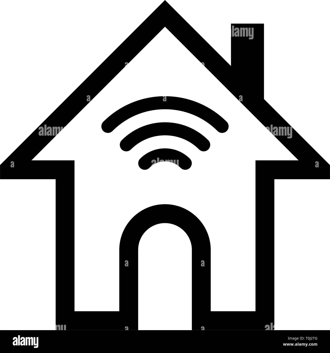 Home wifi symbol icon - black simple outline, isolated - vector ...