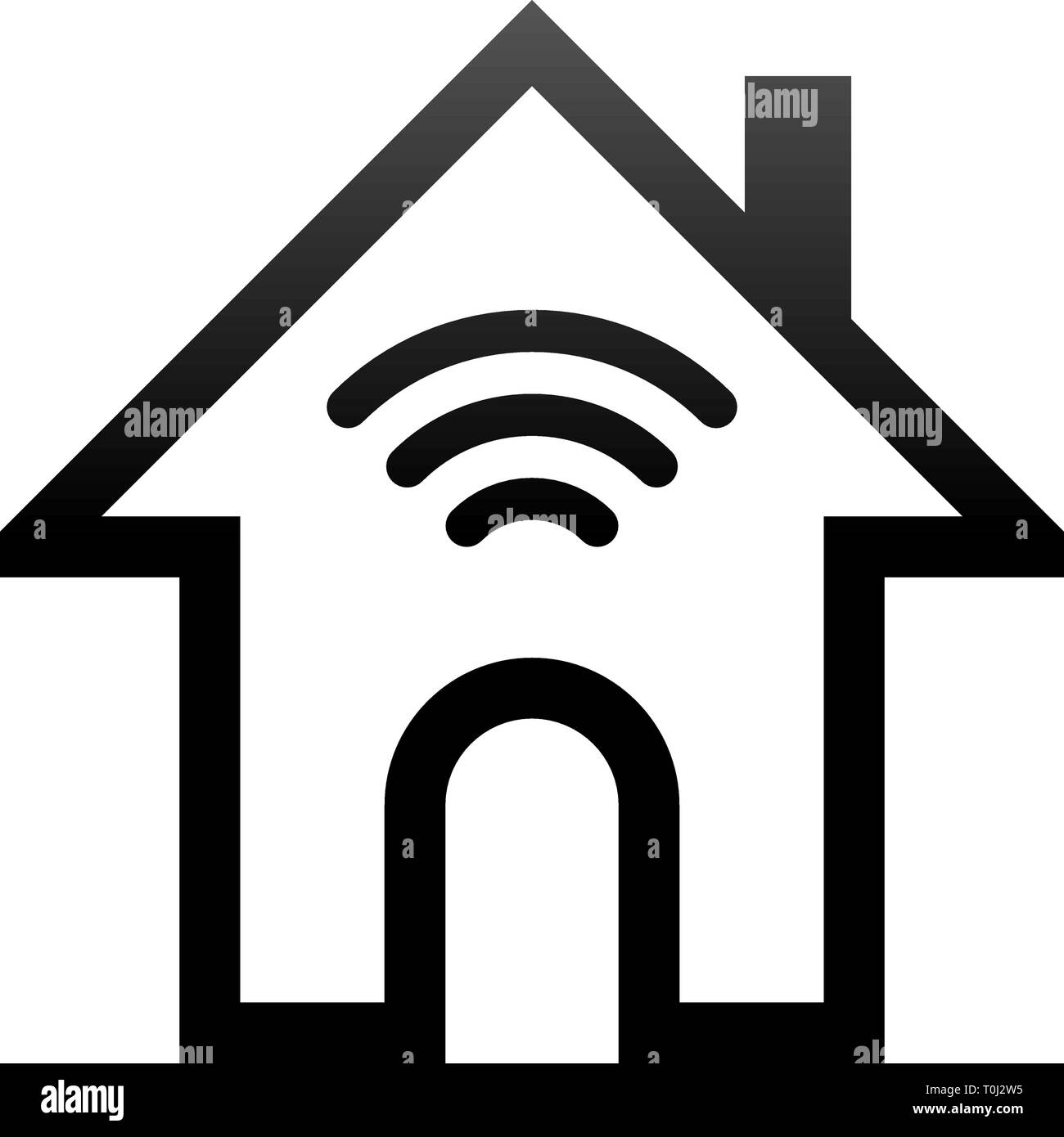 Home wifi symbol icon - black gradient outline, isolated - vector ...