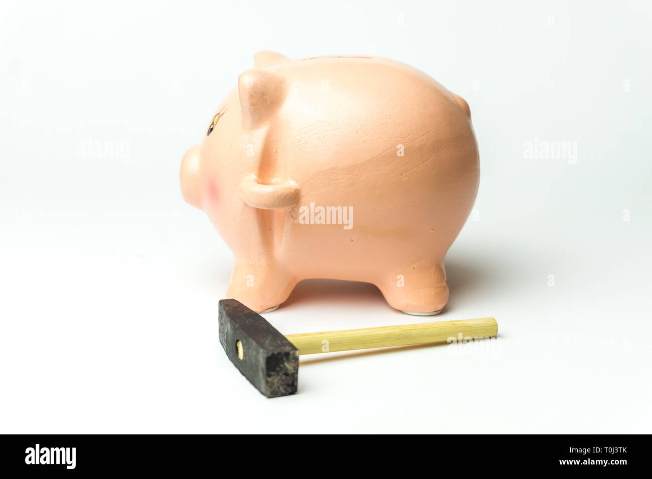 Silver Piggy Bank On White Background Stock Photos Silver Piggy