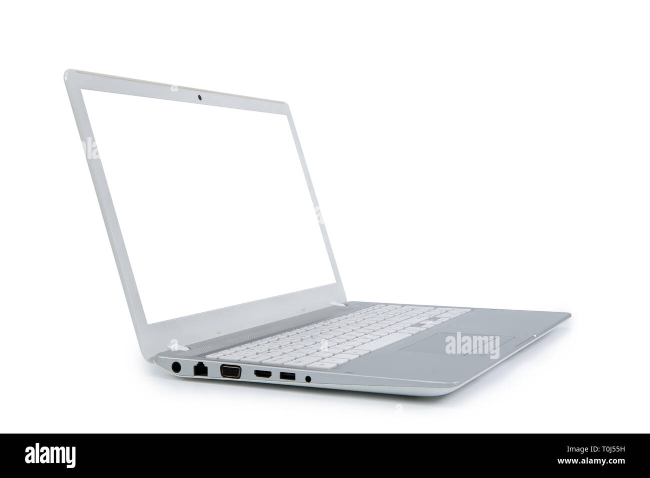 Isolated laptop with empty space on white background. Stock Photo