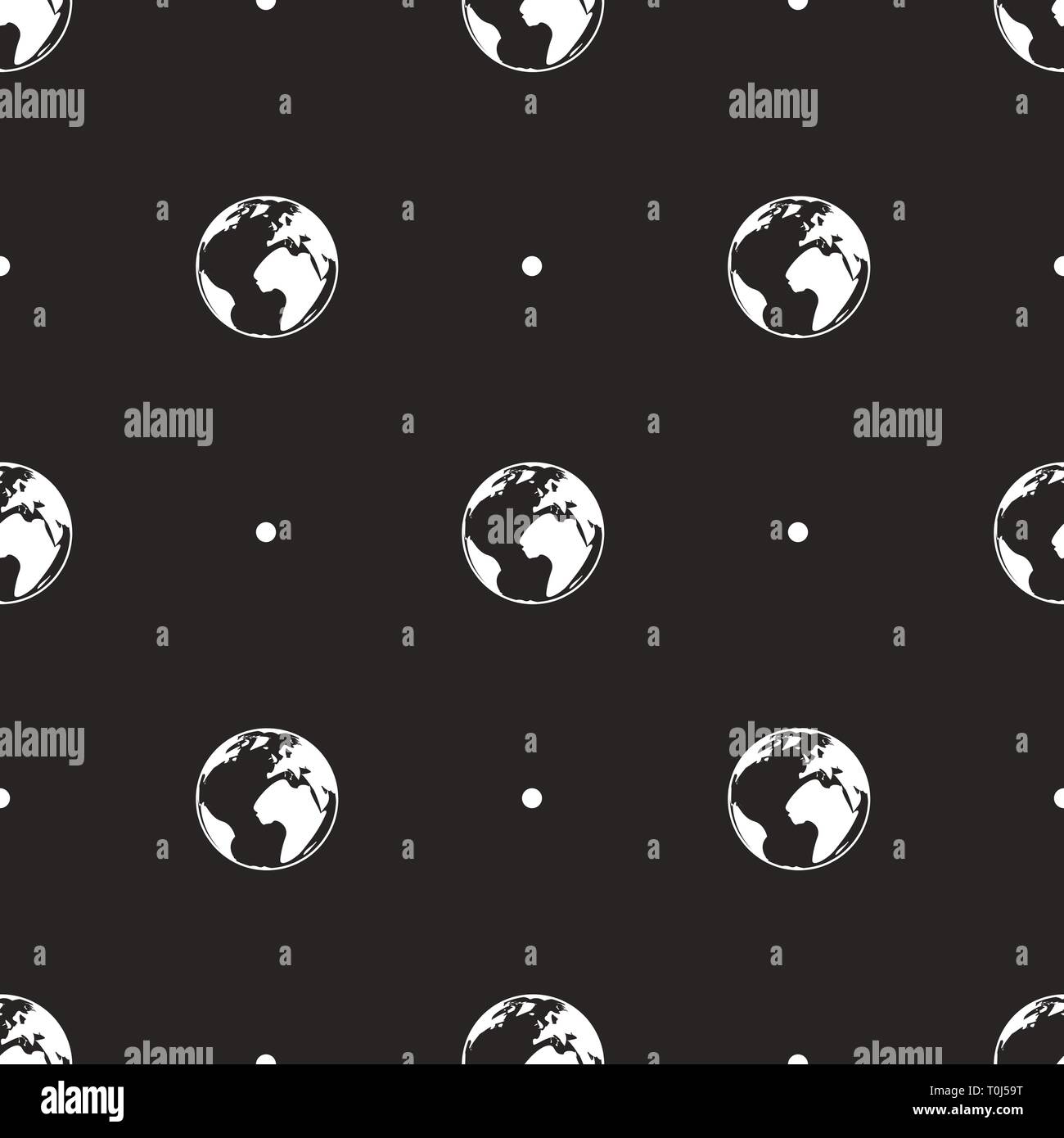 Seamless pattern with earth globe.Global sphere planet symbol. 10 eps Stock Vector