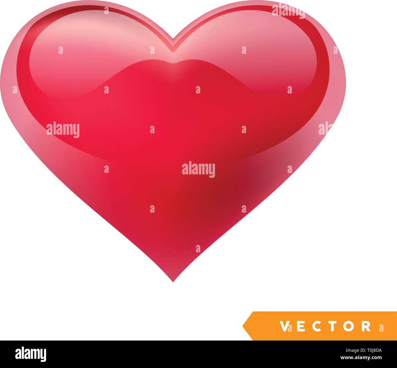 Realistic red valentine heart. Vector illustration Stock Vector