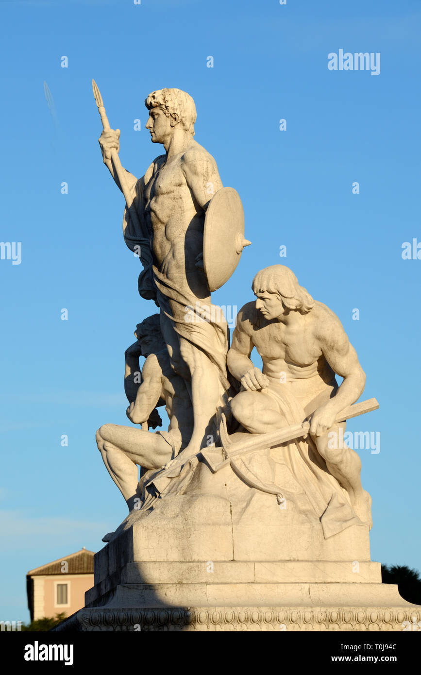 Baroque Military Sculpture or Statue on the Altare della Patria, Vittorio Emmanuele Monument or Victor Emmanuel II National Monument Rome Italy Stock Photo