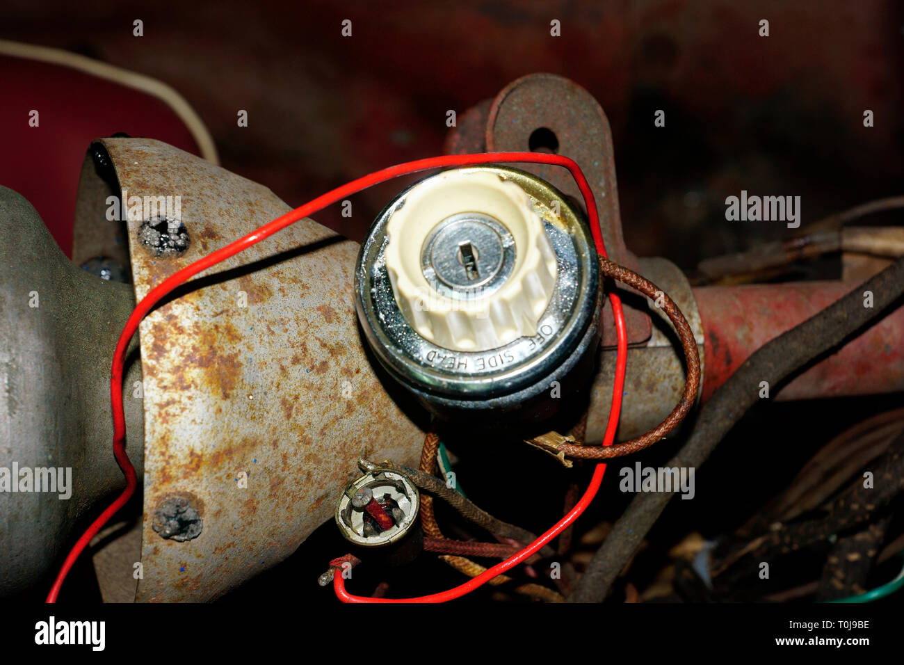 SUNBEAM ALPINE MK 3 IGNITION KEY SWITCH AND LIGHT SWITCH Stock Photo