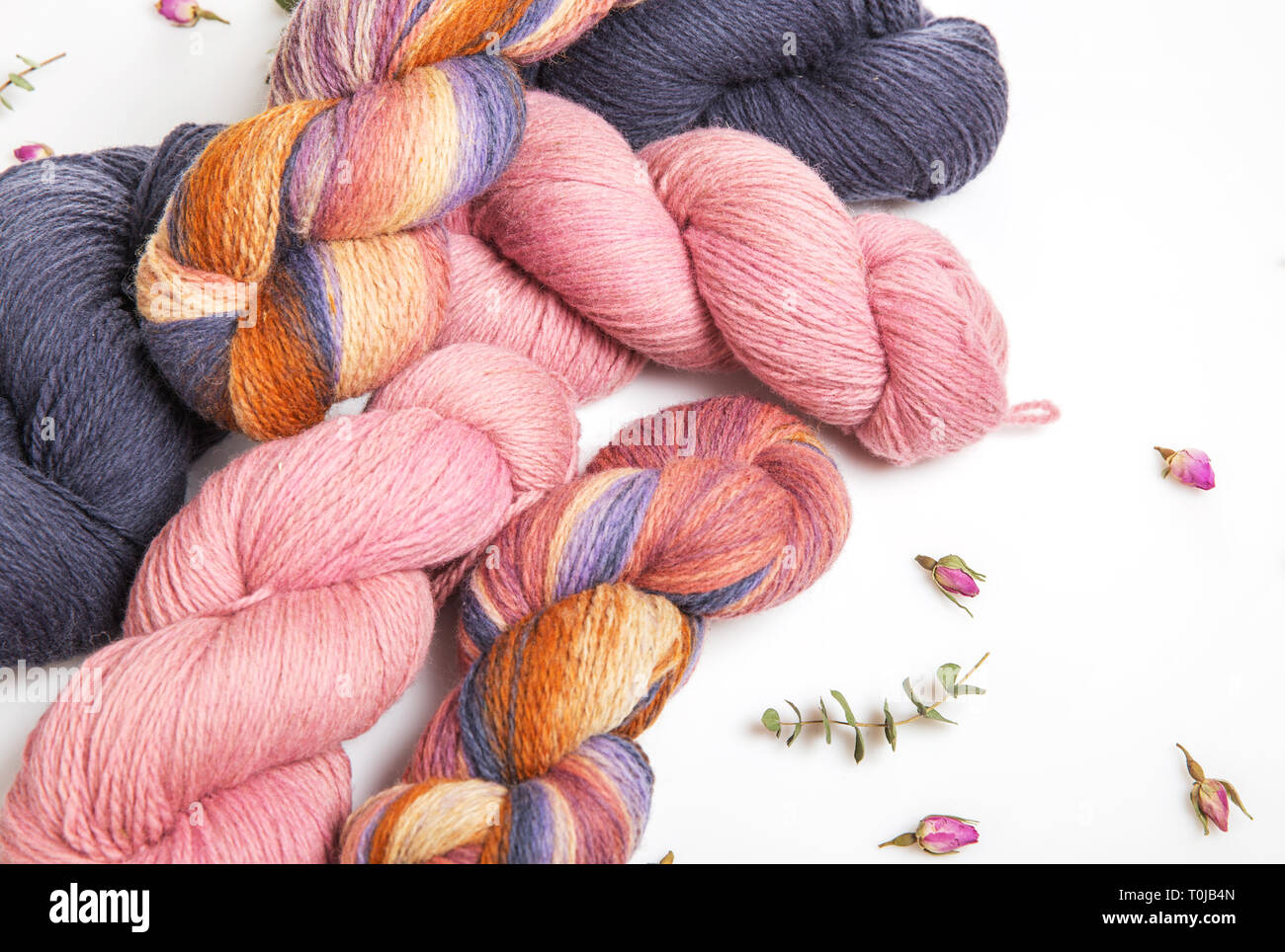 From above closeup colorful soft yarn for knitting clothes Stock Photo -  Alamy