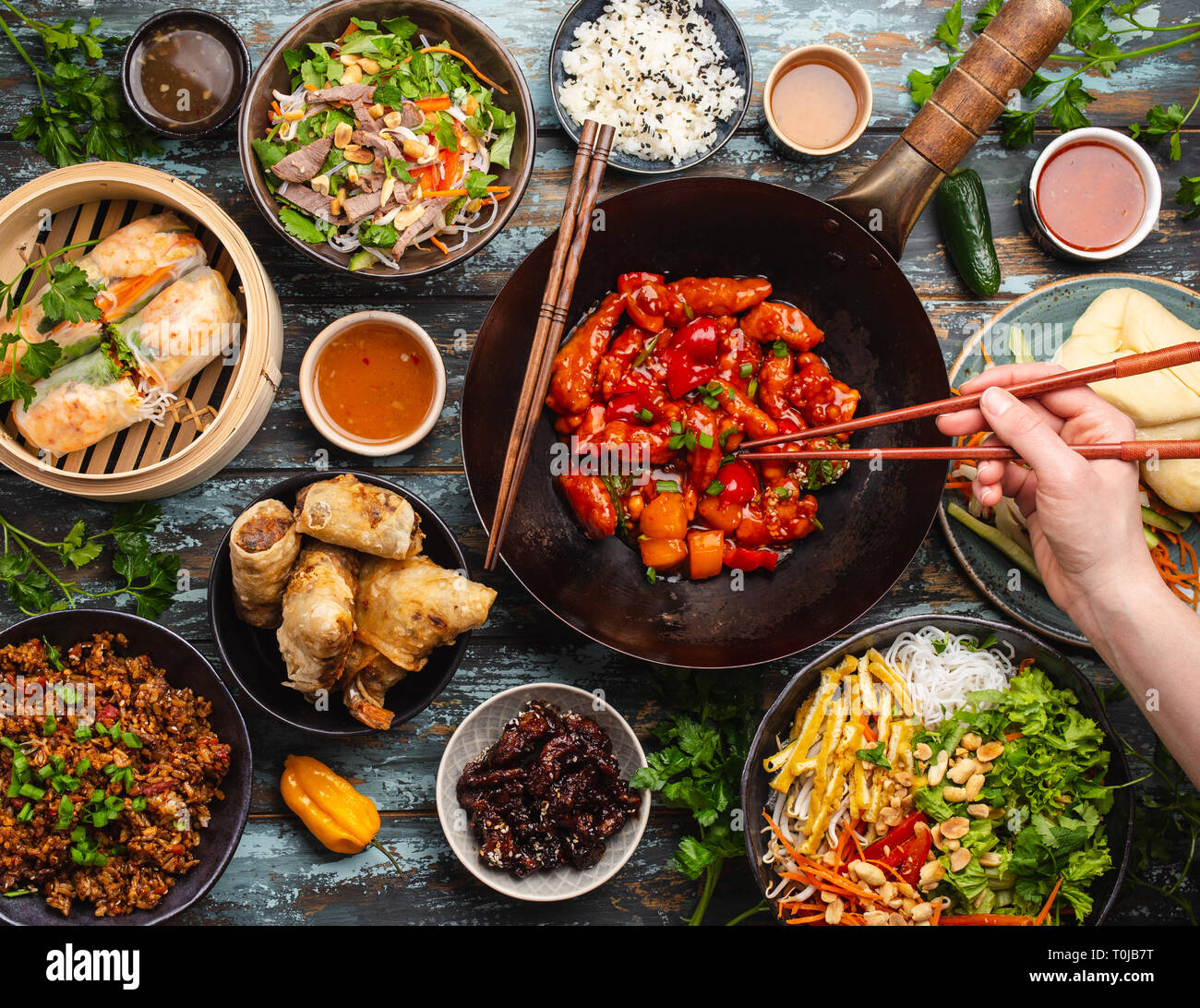 Assorted Chinese dishes Stock Photo Alamy