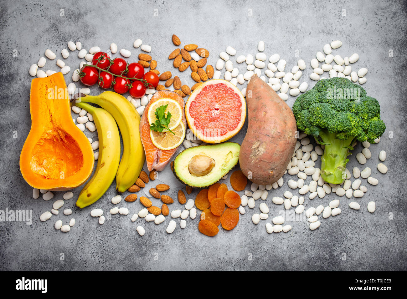 Natural food sources of potassium stock photo alamy