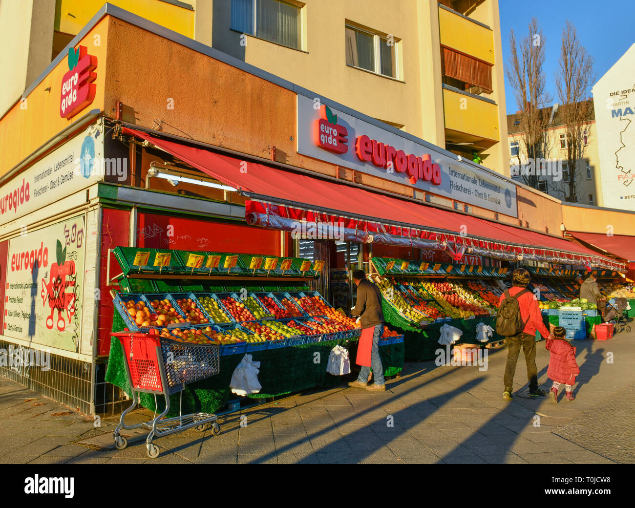Turkish food market of Eurogida federal avenue, beauty's mountain, Berlin, Germany, Türkischer Lebensmittelmarkt Eurogida Bundesallee, Schöneberg, Deu Stock Photo