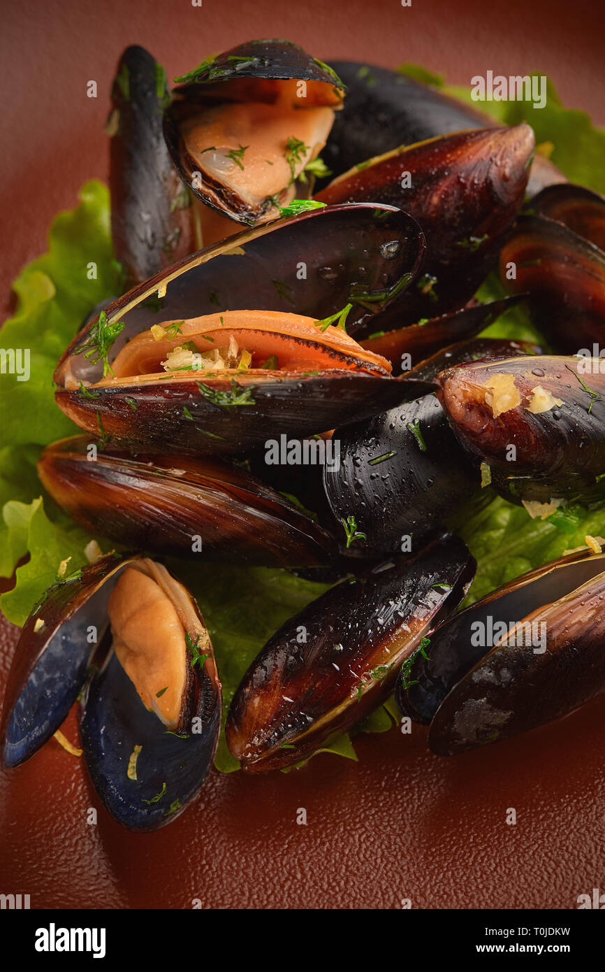 Closeup up roasted clam Stock Photo