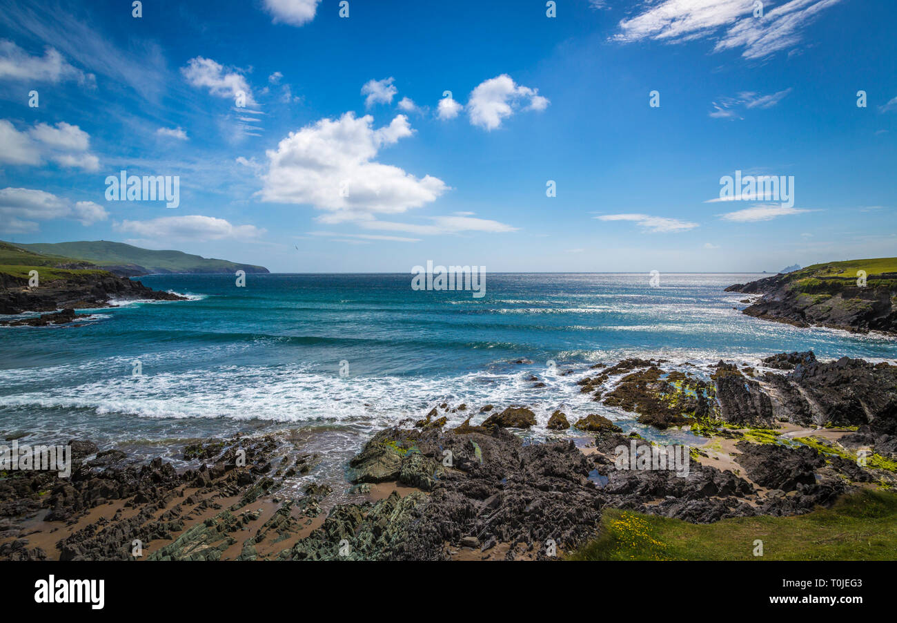 wonderful St. Finian's Bay at the Skelig Ring Stock Photo