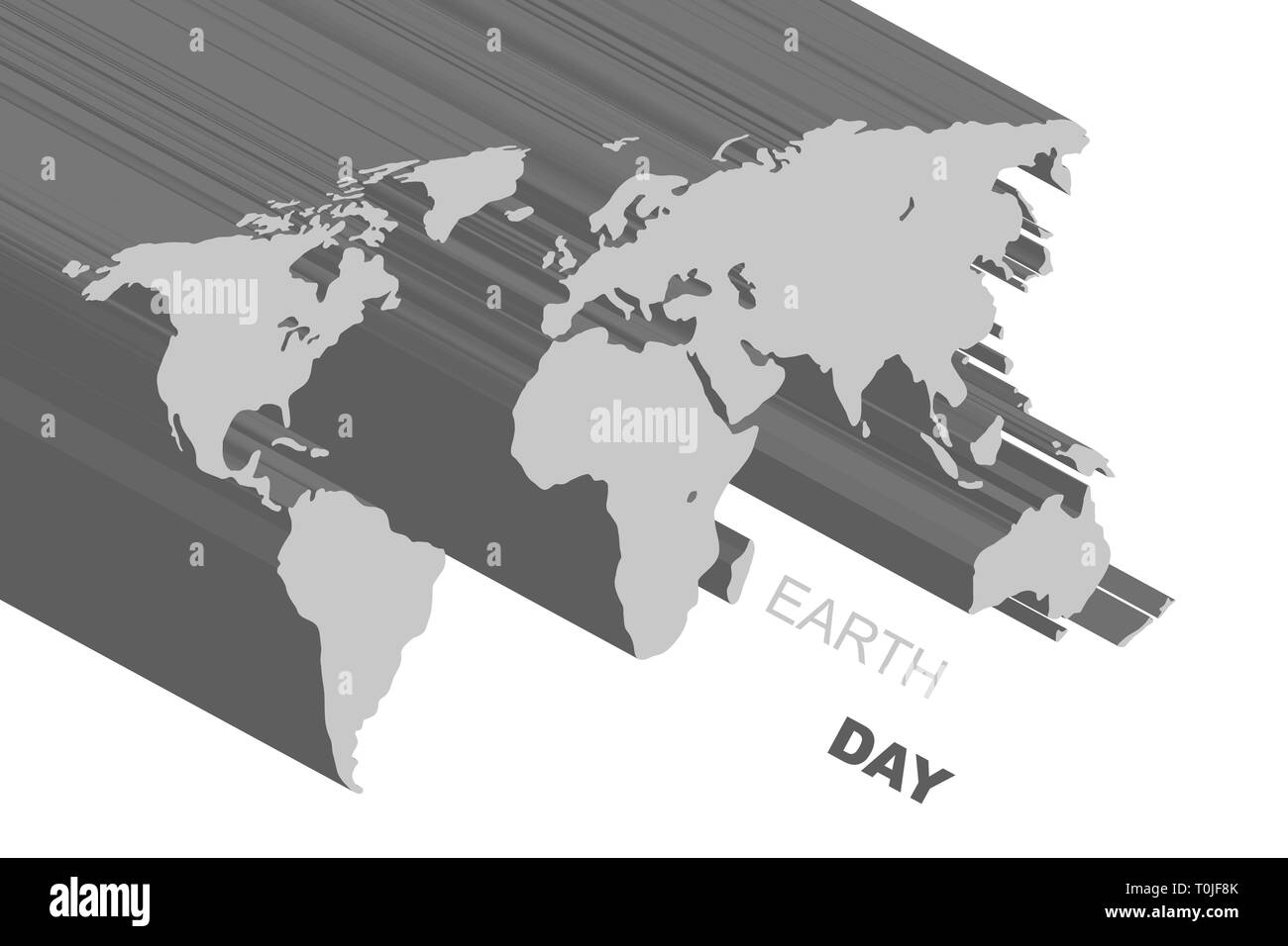 Illustration of extruded gray map Stock Vector