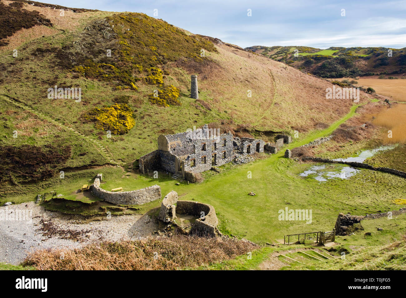 Remains of the old Porcelain works at Porth Llanlleiana on the coastal