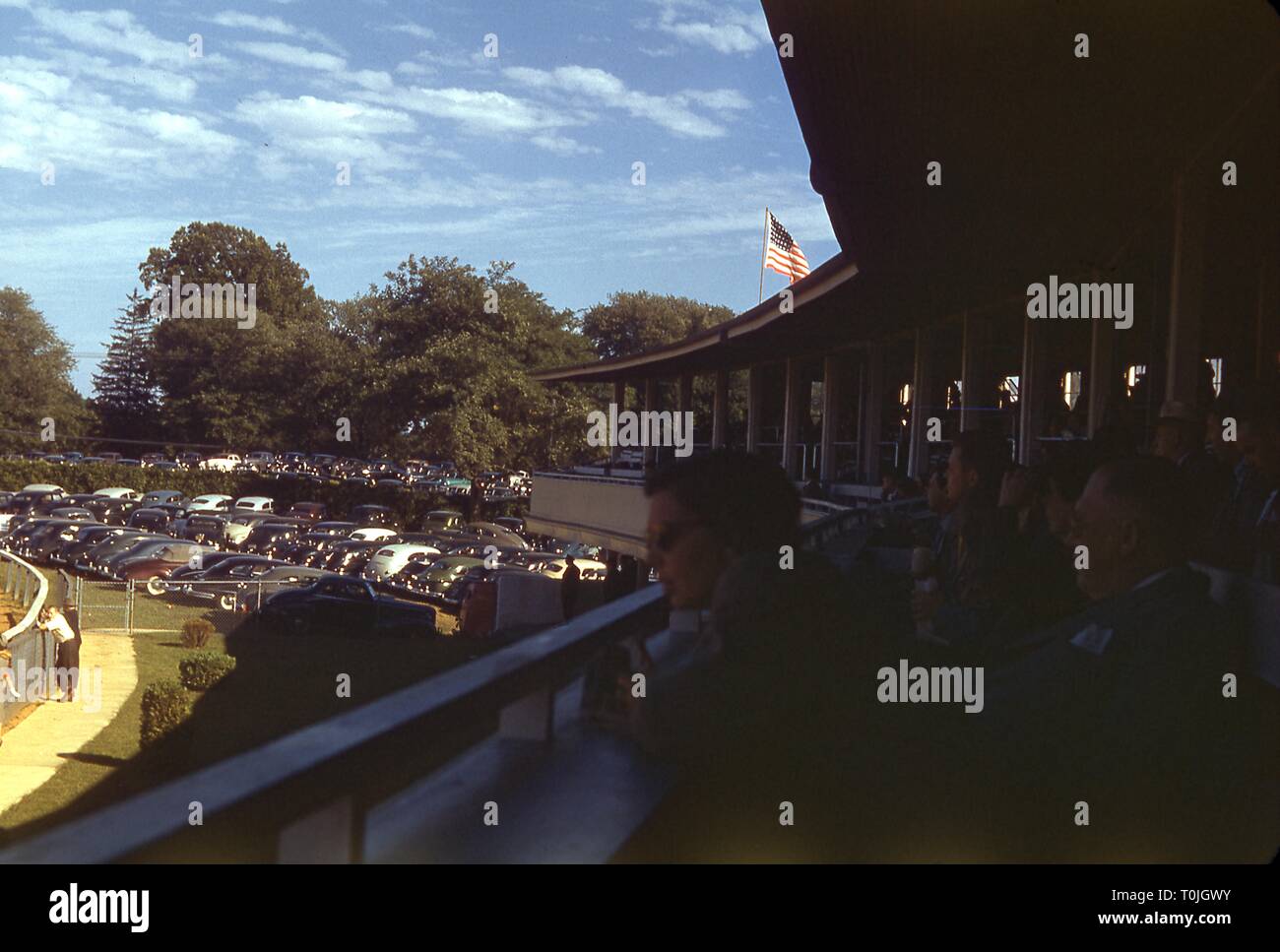 Spectators in the grandstand at the Bel Air Racetrack in Bel Air