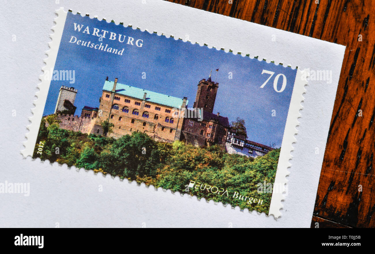 German stamp 70 cents, Deutsche Briefmarke 70 Cent Stock Photo
