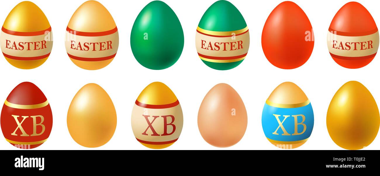 Vector illustration of Easter eggs collection on a white background ...