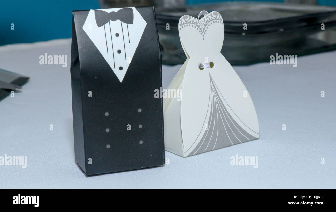 Wedding Party Table Decorations Stock Photo