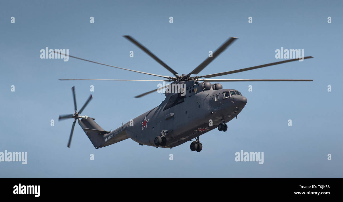 Russian Air Force - Mil Mi-26 or 'Halo' - RF-95570 - Moscow Victory Parade. Stock Photo