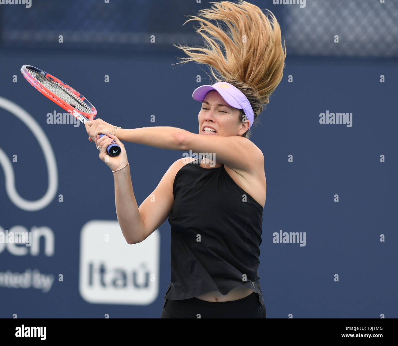 Miami Gardens FL, USA. 20th Mar, 2019. Danielle Collins is seen on the  practice court during the Miami Open held at Hard Rock Stadium on March 20,  2019 in Miami Gardens, Florida. :