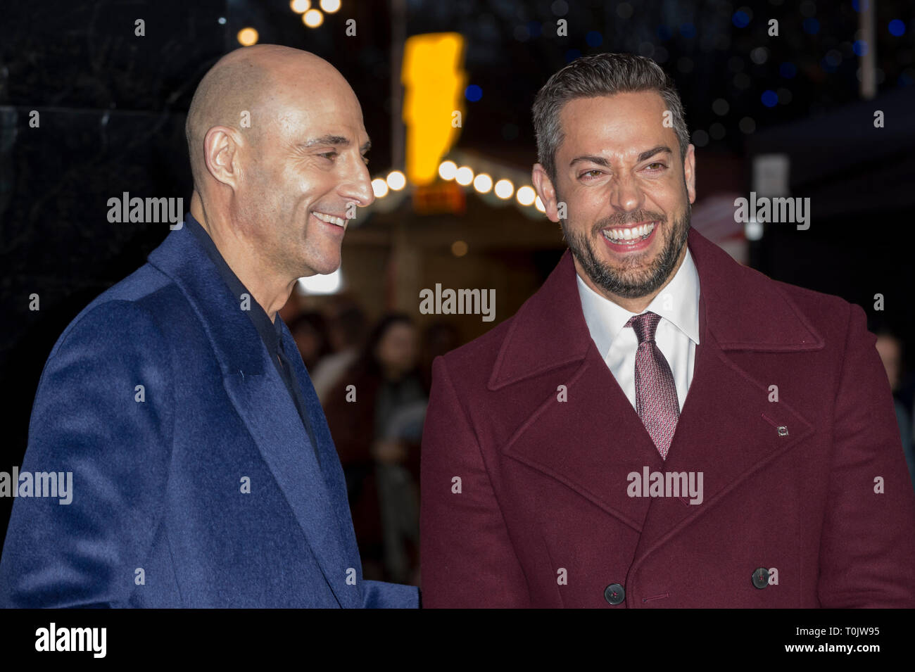 London Uk L To R Mark Strong Dr Thaddeus Sivana And Zachary Levi Shazam Attend London Uk L To R Mark Strong Dr Thaddeus Sivana And Zachary Levi Shazam Attend